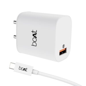 boAt 18W Fast Charger QC 3.0 with Type-C Cable for Android Devices