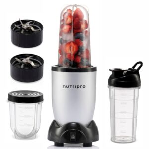 NutriPro 500W Juicer Mixer Grinder Smoothie Maker with 3 Jars and 2 Blades Silver