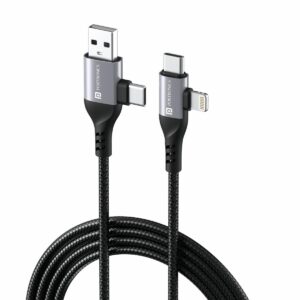 Portronics 4-in-1 Fast Charging Cable 60W Multi USB Type-C & Lightning Cable