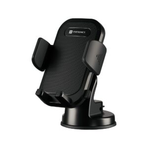 Portronics Clamp M4 Car Phone Holder with 360° Rotation & Strong Suction Mount (Black)