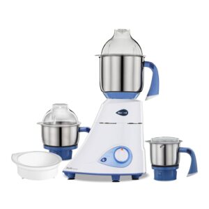 Preethi Diamond 750W Mixer Grinder with 3 Stainless Steel Jars & Flexi Lid (White)